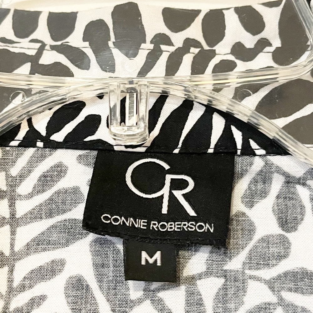 Connie Roberson Black & White Long Sleeve Patterned 100% Cotton Dress - Picture 7 of 14